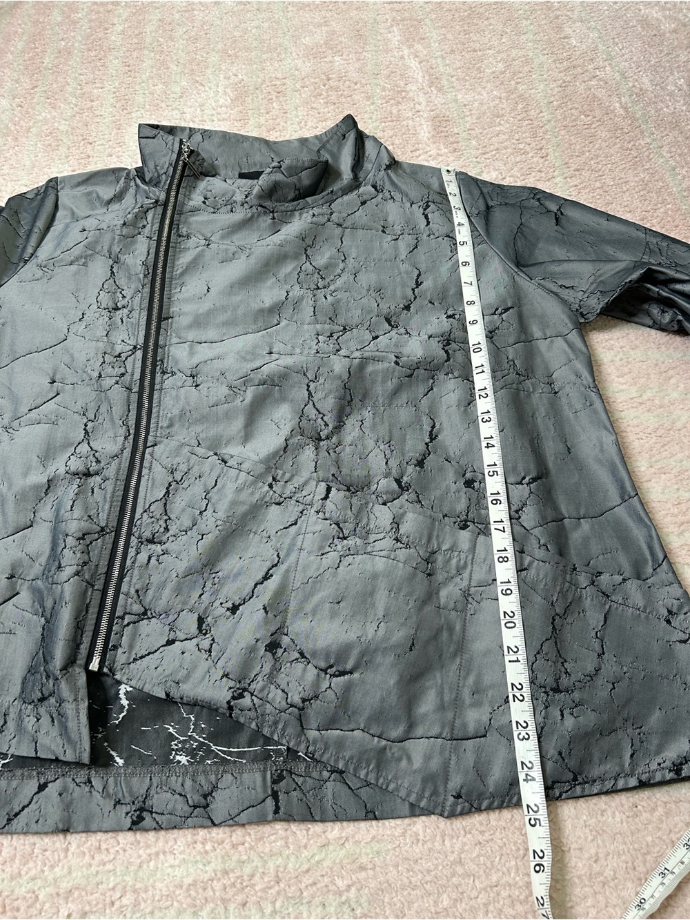 NWT Sun Kim Marble Pattern Asymmetrical Jacket Waist Length Size XL Lagenlook - Picture 10 of 13